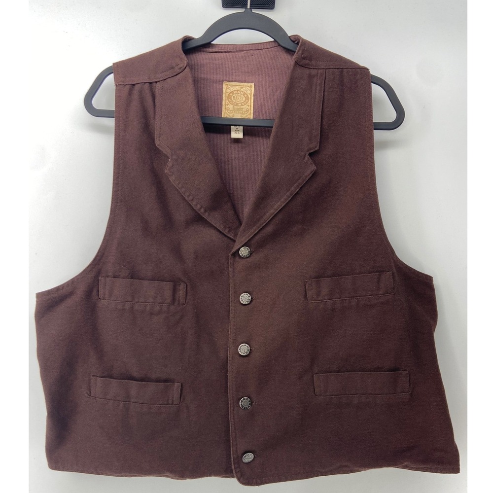 Wah Maker Vest Mens XL Brown Frontier Canvas Western Cowboy Old West Reenactment